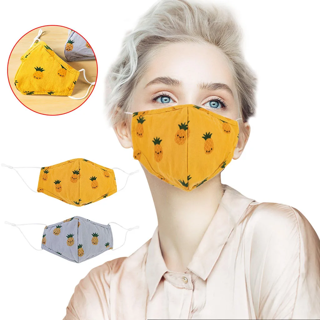 Модные женские маски для лица с мультяшным рисунком ананаса маска улицы езды на