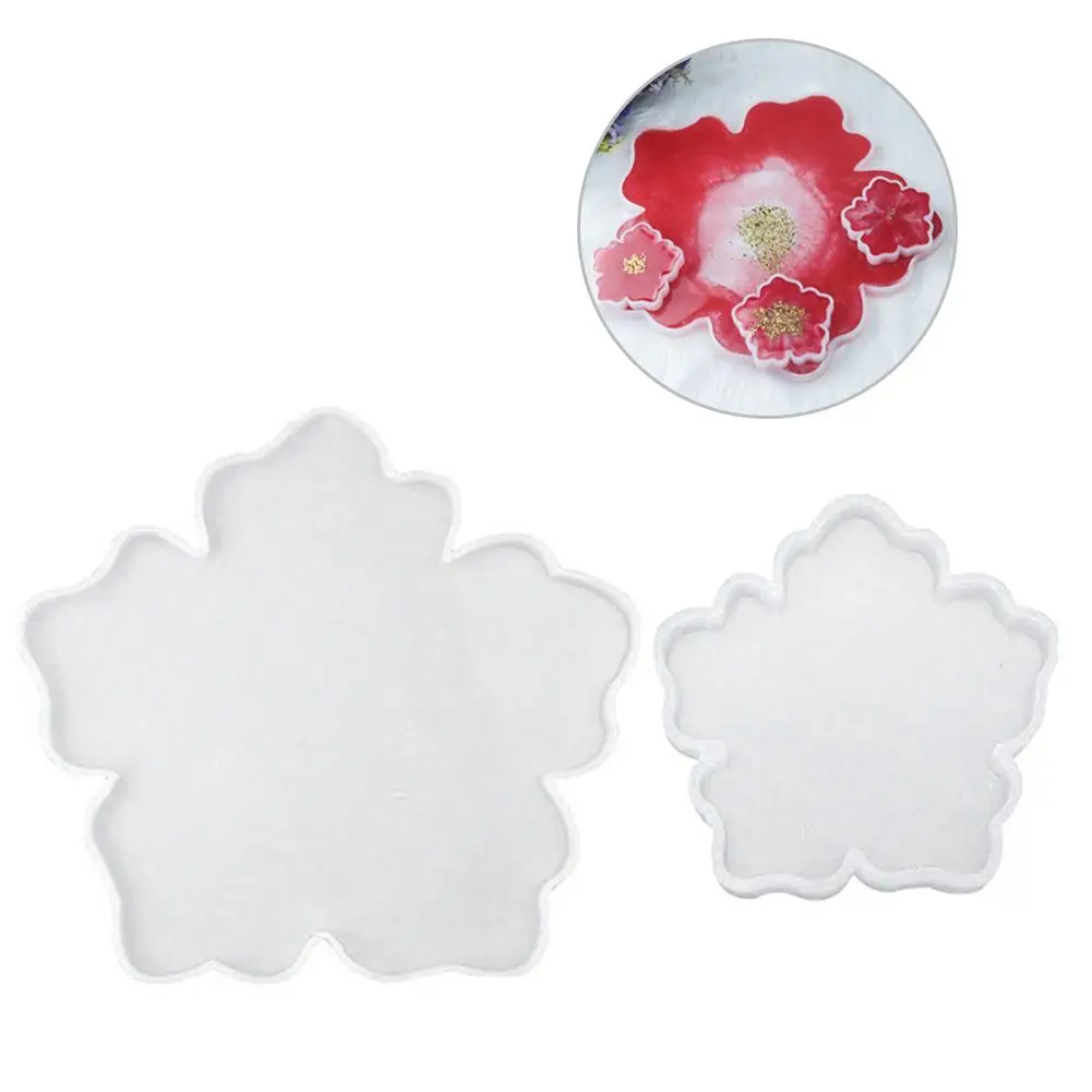 

New Silicone Flower Shape Coaster Mold Cherry Blossoms Coaster Pad Mold Resin Epoxy Casting Craft Clay Mold For DIY Handicraft