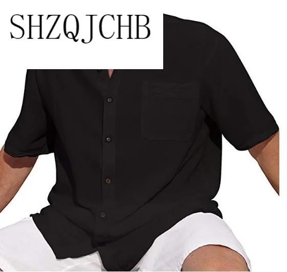 

New 2021 Men's White Black Shirt Male Casual Loose Short Sleeve Shirts Men Summer Solid Color shirts Tops M-3XL
