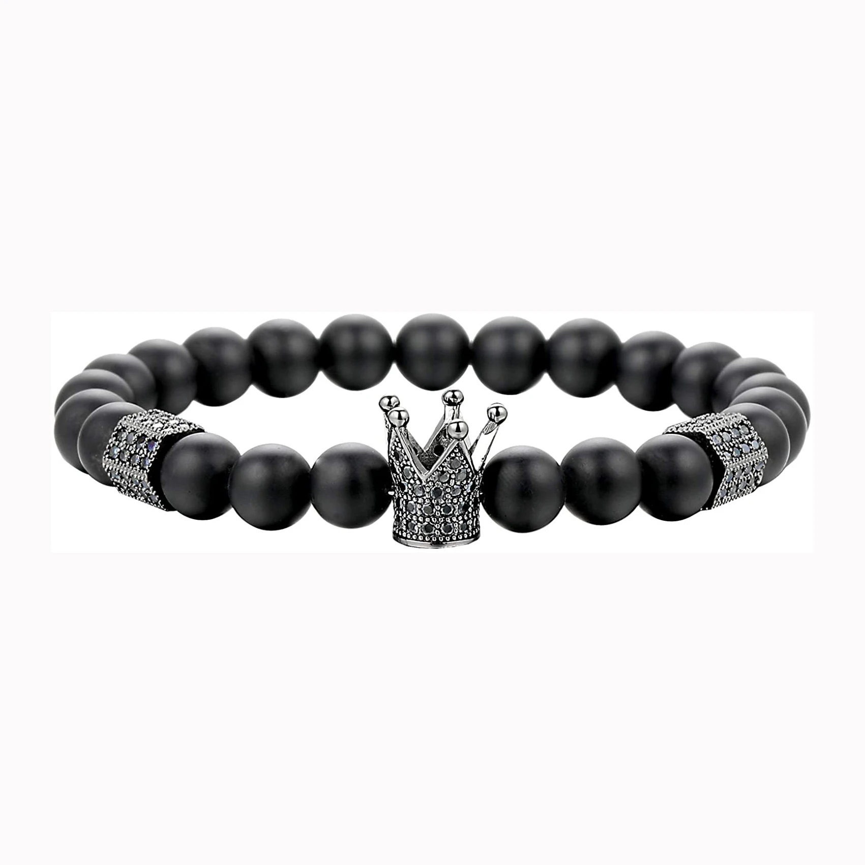 JOYA подарок мужской черный матовый оникс король корона амулеты Браслеты для
