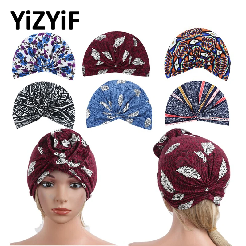 

Women Turban Head Wrap Soft Cotton Chemo Cap Flower Pre-Tied Knotted Turban Hat Hair Loss Cap Headwrap Bonnet Beanie Headwear