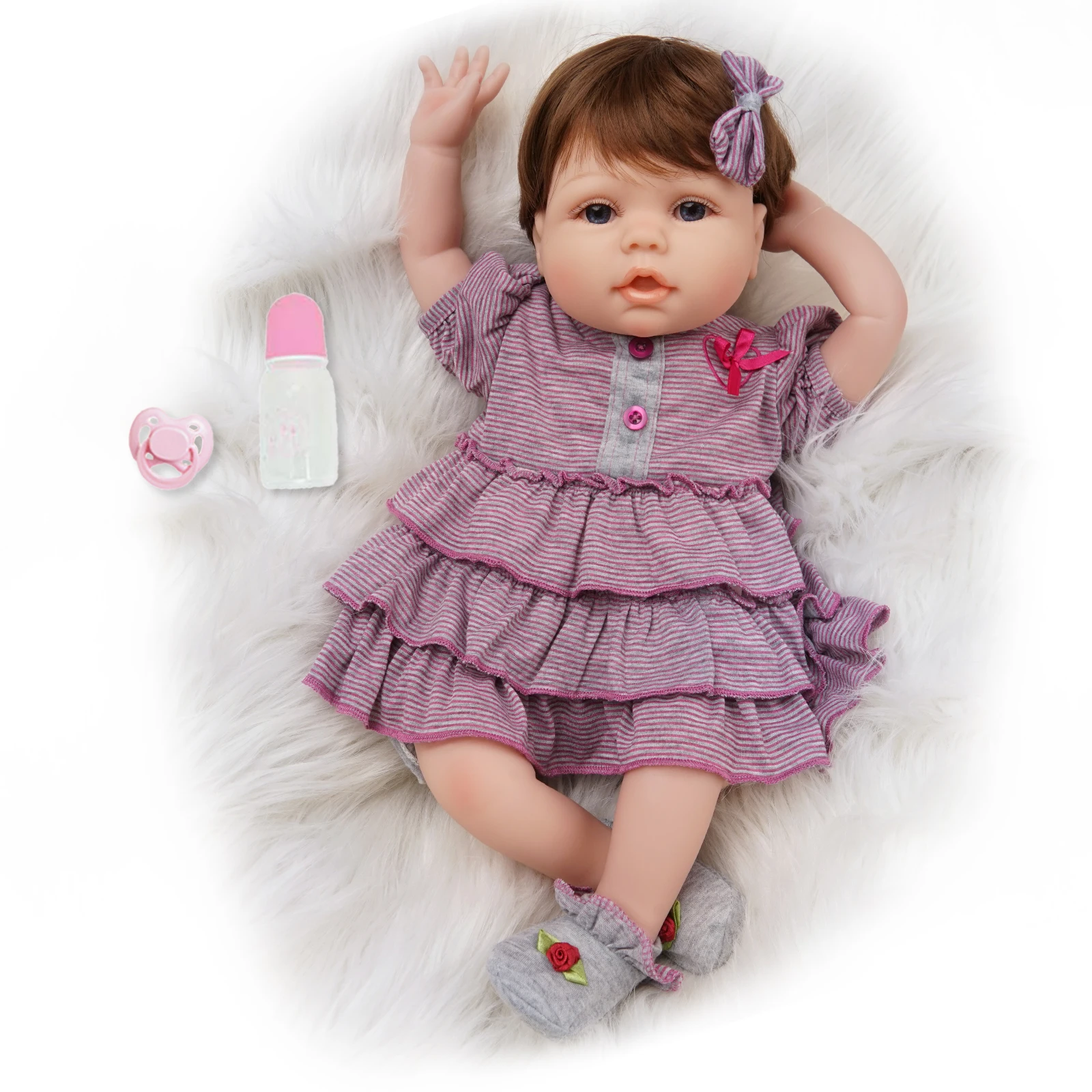 

Кукла-реборн детская из силикона, 55 см, виниловая, в белом и голубом цвете