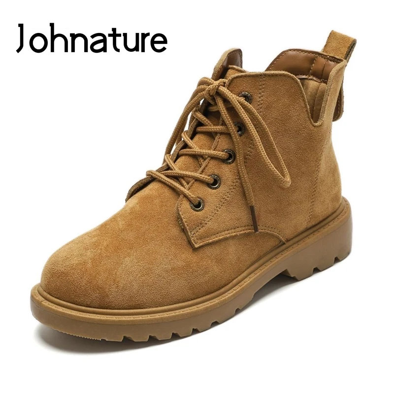 Женские ботильоны в стиле ретро Johnature однотонные ботинки на платформе со