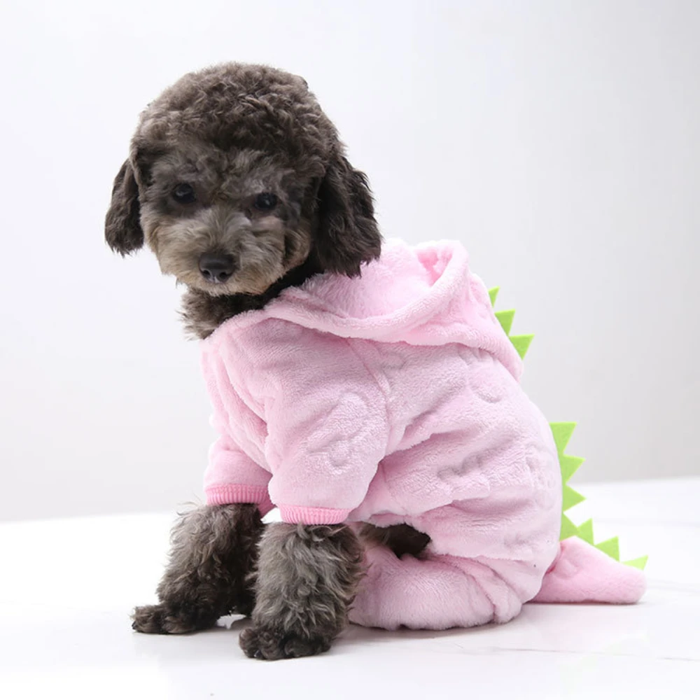 

Dog Clothes Coral Fleece Dog Dinosaur Transformed Into Pet Clothes Autumn and Winter Warm Four-legged Cat Dog Coat Pet Clothes