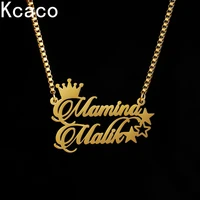 custom box chain name necklace personalized letter nameplate star crown pendant necklaces for women loverjewelry gifts