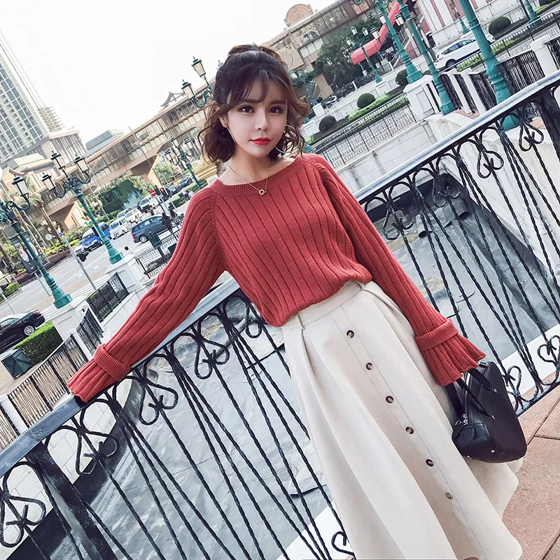 2020 Новый Модный женский осенний комплект из двух предметов Вязаный топ и юбка
