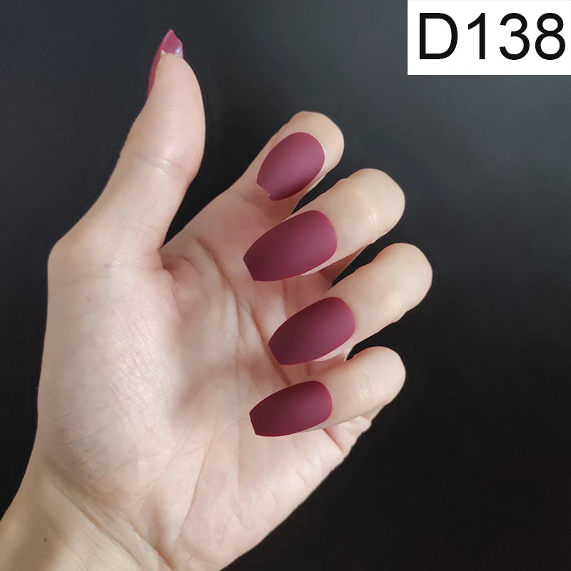 D138 Ballerina x 1P 24 шт./компл. стилет балерина гроб круглый овальной формы с полным покрытием матовая накладные ногти для ног, мягкая на ощупь, накладные ногти искусственные ногти Нейл Арта, набор - Цвет: D138 Ballerina x 1P