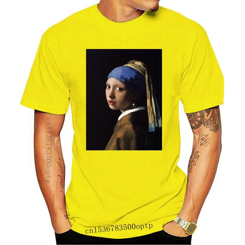 Новинка футболка Vermeer с жемчужными сережками для девушек известный