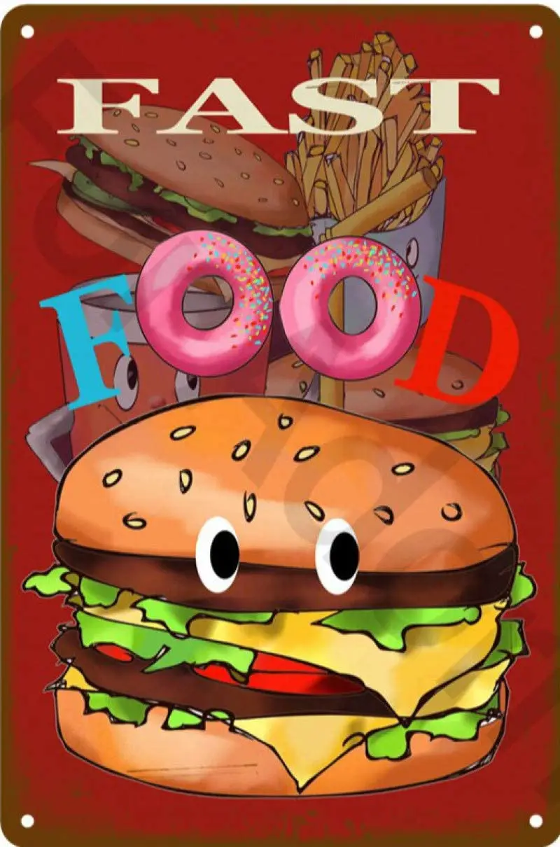 

Fast Food Vintage Style Metal Sign Iron Painting for Indoor & Outdoor Home Bar Coffee Kitchen Wall Decor 8 X 12 Inch