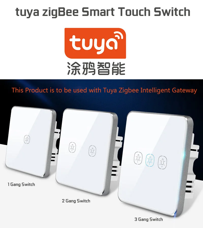Tuya ZigBee переключатель без нейтрального провода работает с TuYa ZigBee концентратор сенсорный переключатель наклейка Smart Life приложение управление питание от TuYa