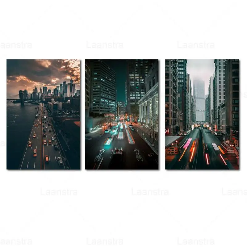 

Wall Painting Modern Night View City Canvas Painting Street Lighting Landscape Art Poster Wall Decoration For Living Room Mural