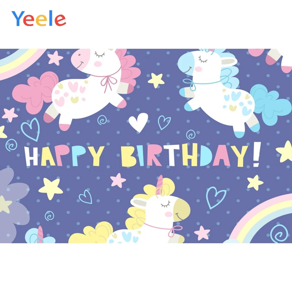 

Прекрасный единорог Радуга звезда небо облако детский душ день рождения фон для фотосъемки на заказ фотографический фон для фотостудии