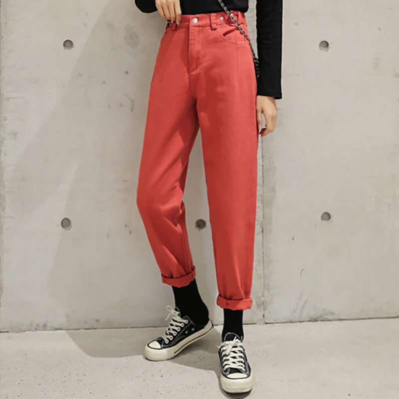

Spring Autumn Female Solid Wide Leg Harem Denim Pants Women Full Length Pants Ladies High Quality Casual Jeans Pants B11211P