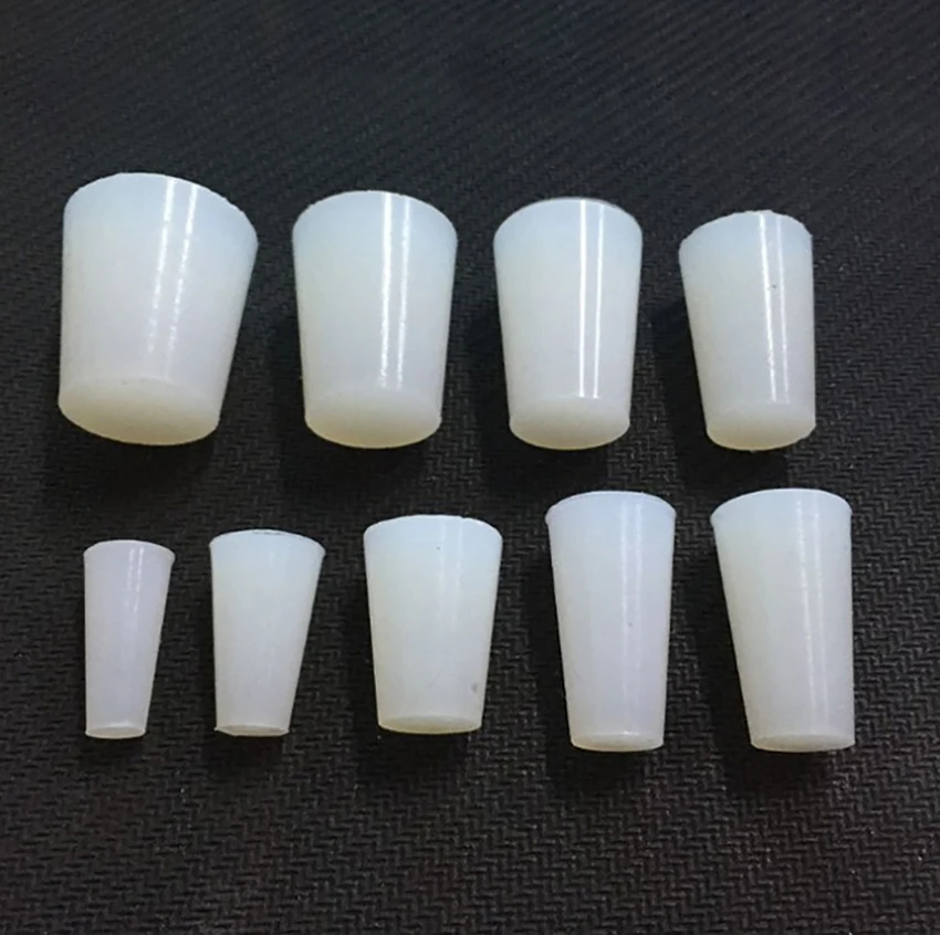 

10Pc Ã— Clear / Black Conical Rubber Stopper Blanking Plugs Silicone Tapered Plug Seal End Cover Caps 1.5-16mm