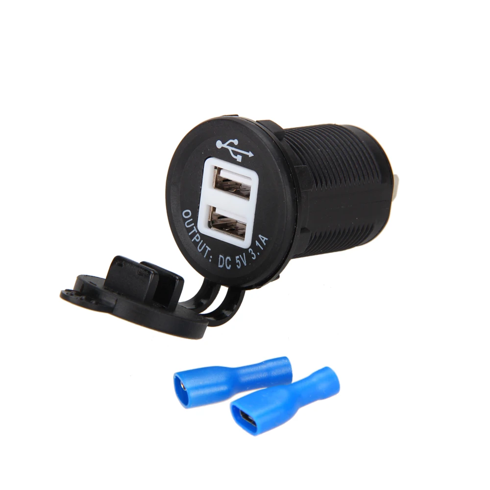 Двойной USB 12V синий светодиодный адаптер для автомобильного зарядного устройства мотоцикла автомобильное USB зарядное устройство Swtich