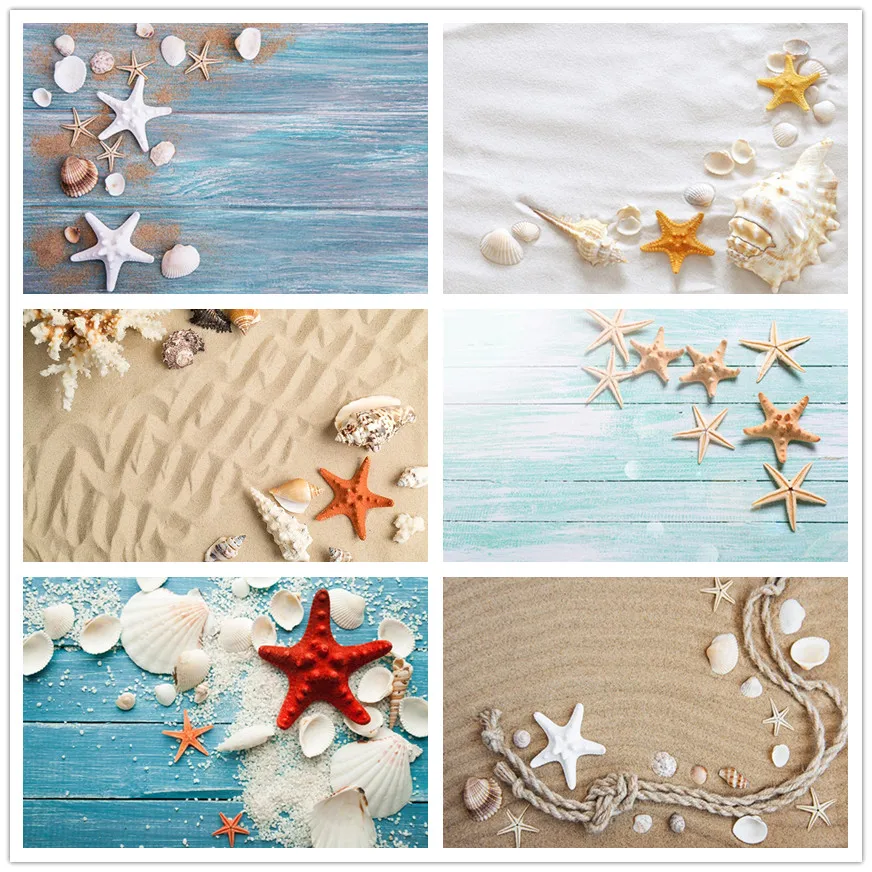 

Avezano Background For Photography Sea Beach Starfish Shell Wood Board Baby Birthday Vinyl Backdrop For Photo Studio Photophone