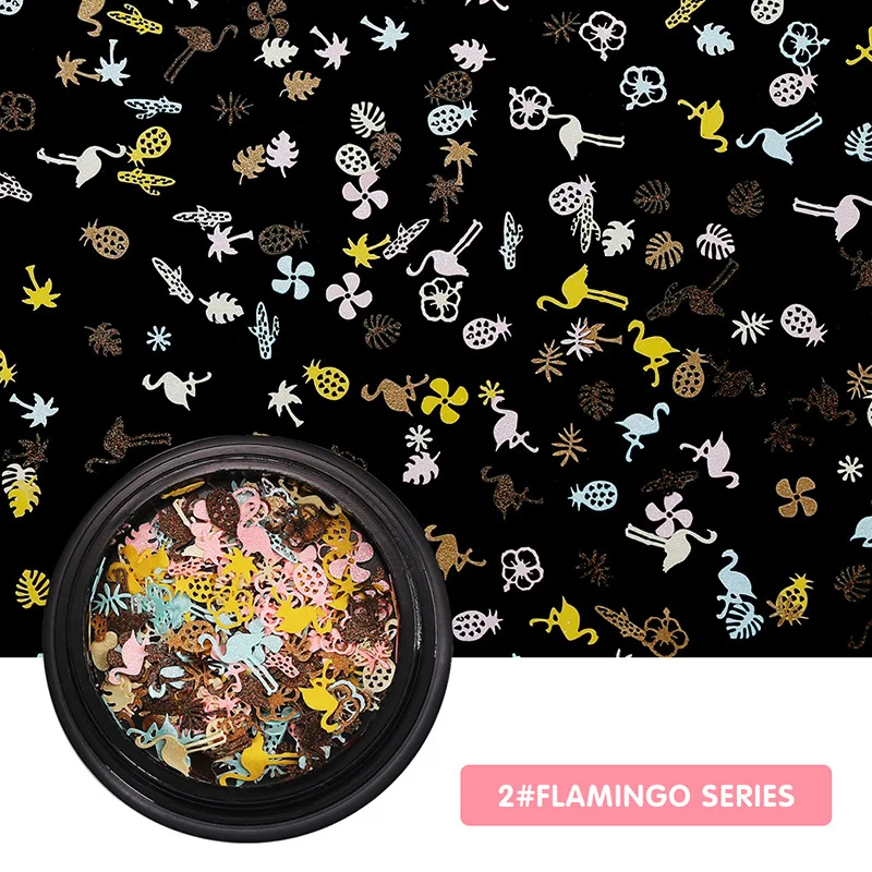 

Blue Zoo Japanese System nail sticker ultrathin metal flakes leaf flower shape designed 100pcs nail art sequins sticker BZ120