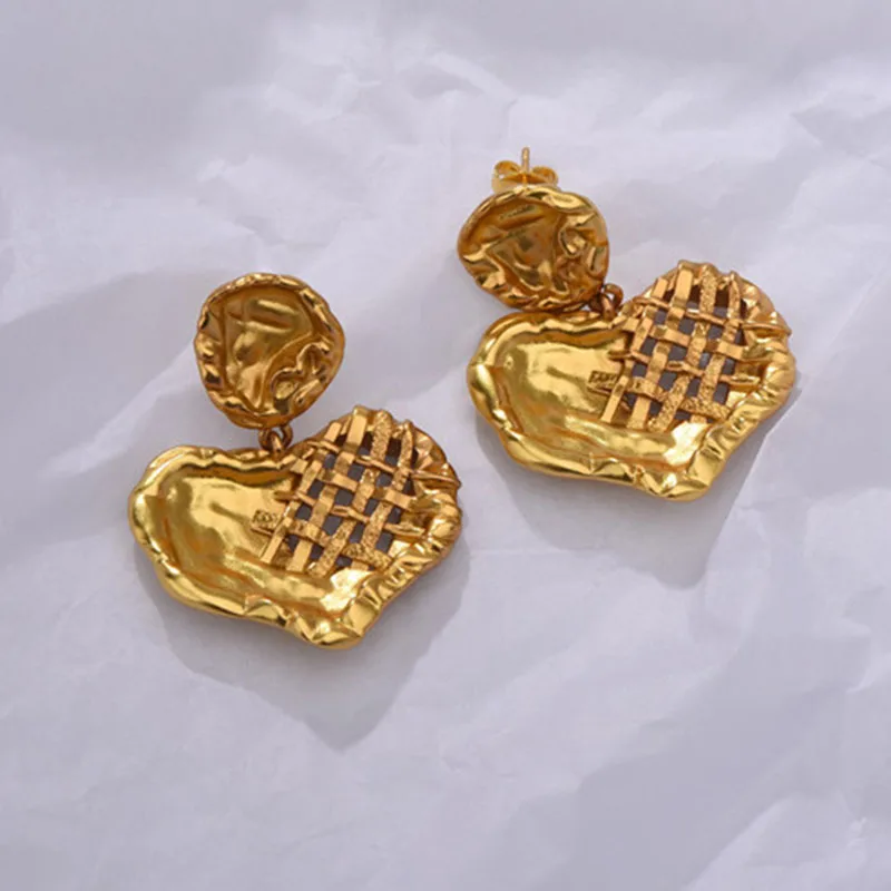 

Винтажные плетеные серьги в форме сердца для женщин, милые серьги, роскошные дизайнерские украшения, бесплатная доставка, товары, оптовая п...