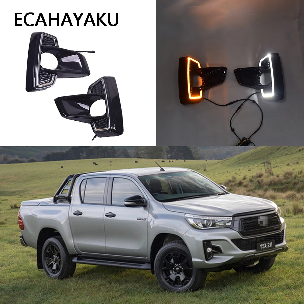 ECAHAYAKU 1 комплект для Toyota Hilux Revo порно фильмы 2018 2019 DRL светодиодный Габаритные огни