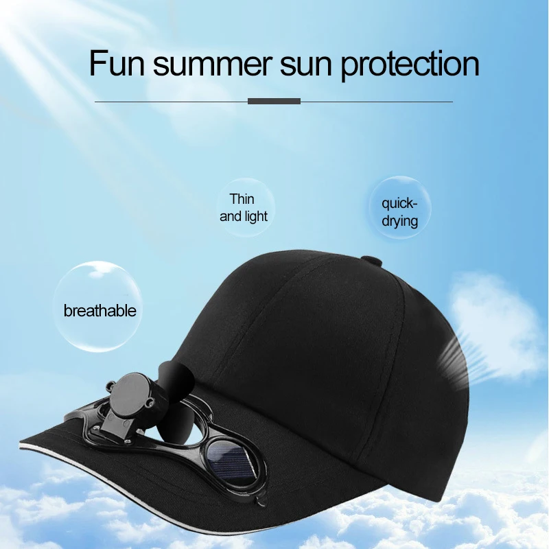 

Mini Air Cooling Fan Fishing Summer Sport Outdoor Hat Cap With Solar Sun Power Cool Fan For Cycling Energy Save Air Cooler Fan