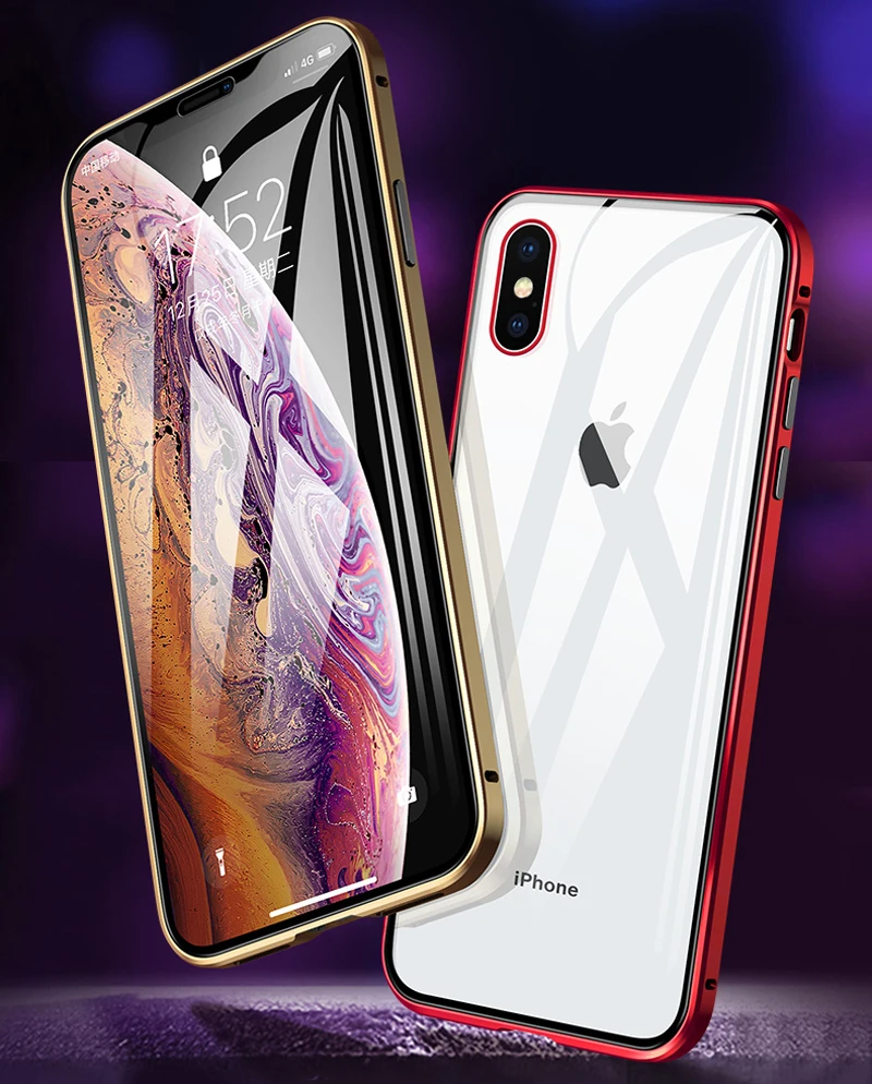 Двусторонний стеклянный магнитный металлический чехол для iPhone 11 Pro Max 7 8 Plus XS X XR 6 6S