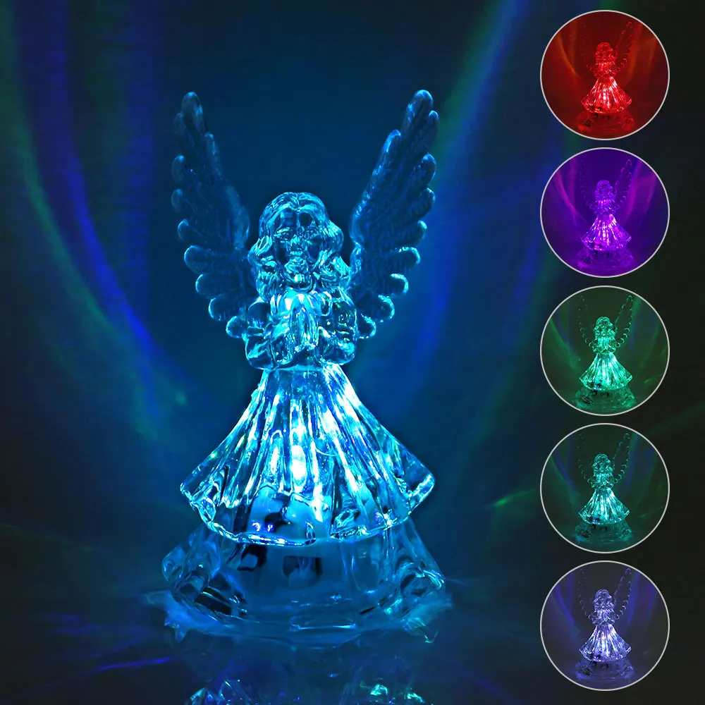 Цветной СВЕТОДИОДНЫЙ ночник в виде ангела Детская прикроватная акриловая лампа