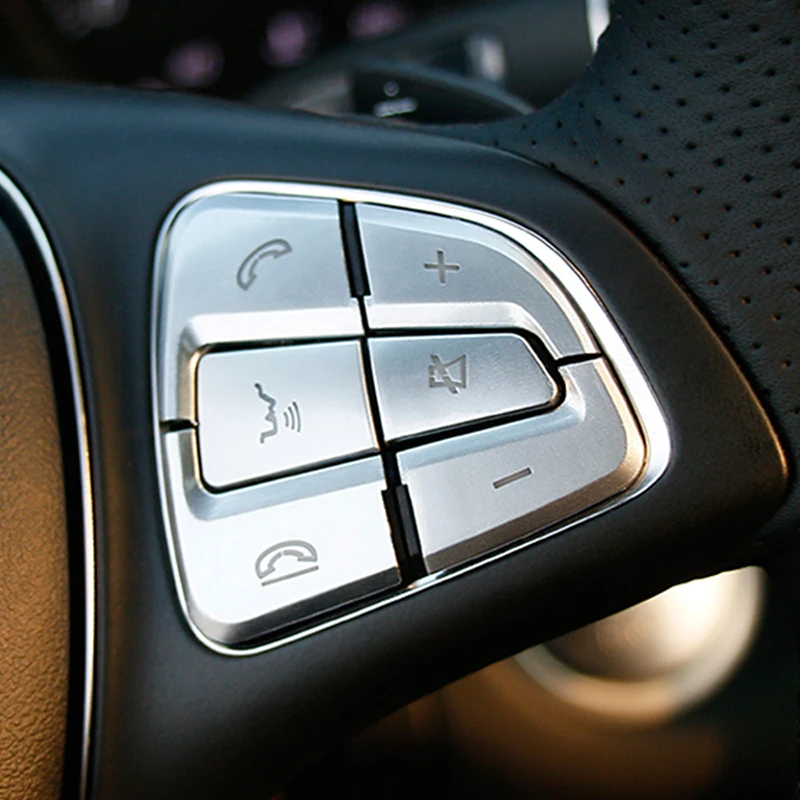 Gelinsi for Mercedes Benz C Class W205 2016-2019 Auto Car Steering Wheel Button Frame Trim Cover Sticker Decoration Accessories |