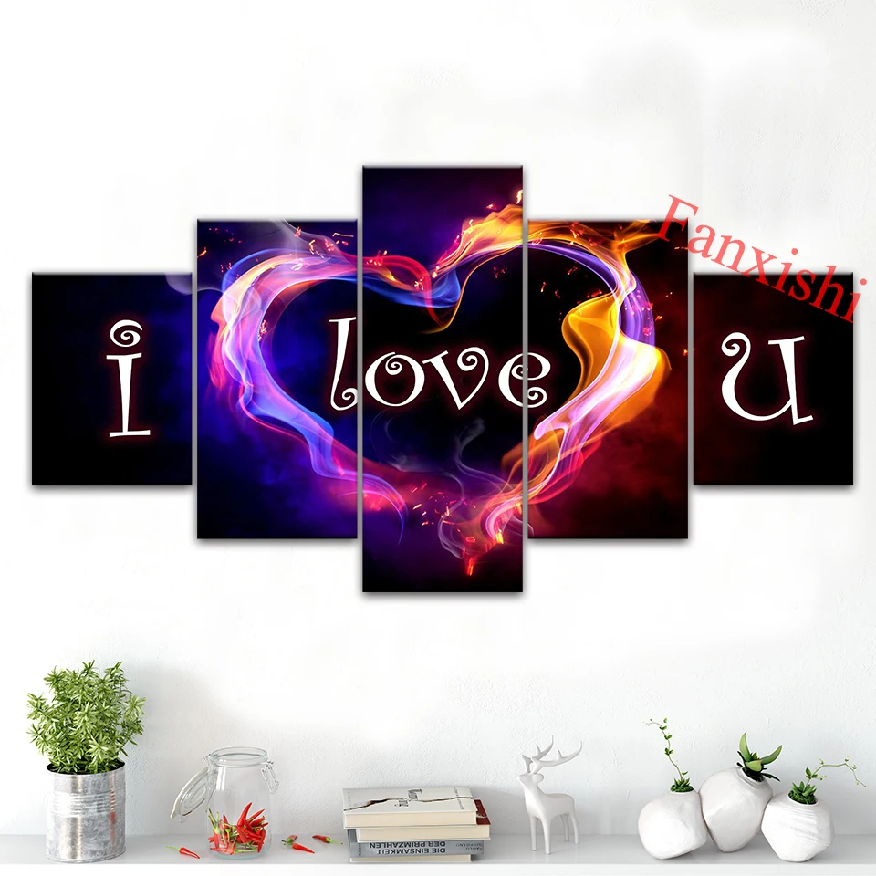 

I Love You Family Painting Posters And Prints 5 Pieces Wall Art Canvas Modular Picture Living Room Home Minimalism Bedroom Decor