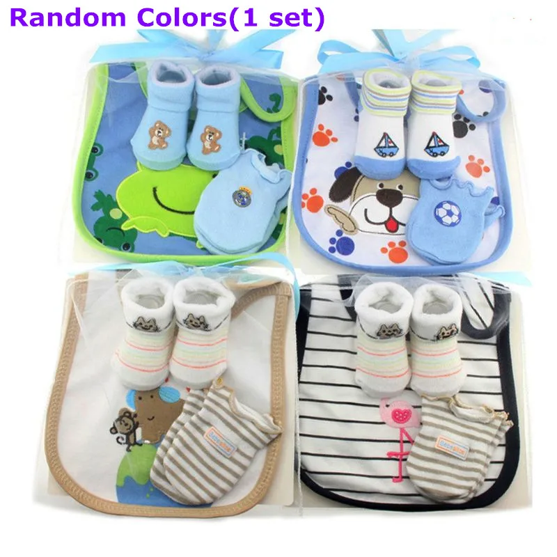 

Детские носочки с героями мультфильмов, перчатки с защитой от царапин, нагрудник, милый подарок на вечеринку, 100 дней/1 месяц, 3 шт.