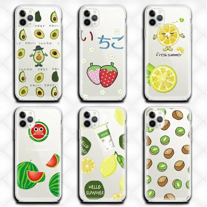 

USAKPGRT Summer fruit avocado Phone Case clear for iphone 12 pro max mini 11 pro XS MAX 8 7 6 6S Plus X 5S SE 2020 XR cover
