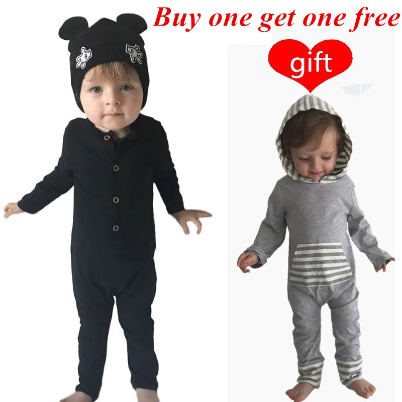 Baby Spring Rompers Boy Cotton Harem Jumpsuit Boy's Plain Black Gray Romper Pajamas Newborn Fashion Clothing 2021 New 30 |