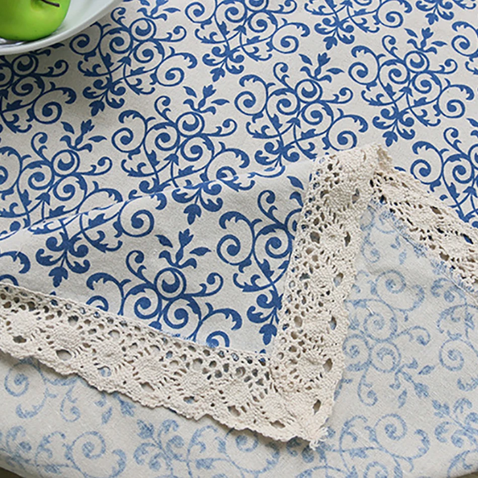 Chinese Classical Tablecloth Blue and White Porcelain Lace Table Cloth Cotton Linen Dust-proof Home Decor Cover Mat | Дом и сад
