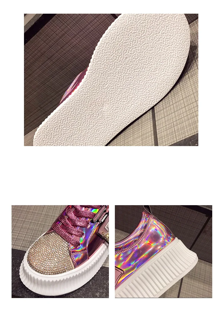 Brand Women Sneakers Slip on Fashion Platform Flats for Lady Spring Autumn Summer Slipony Rhinestone Blingbling Casual Shoes