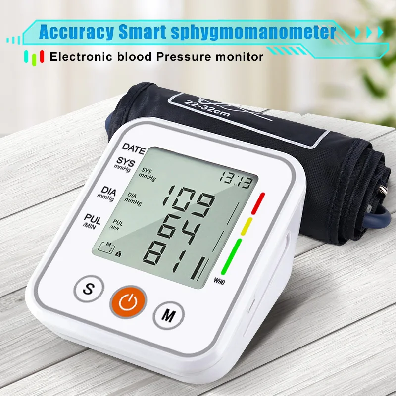 

Smart Arm Blood Pressure Monitors Cuff LCD Display Sphygmomanometers Digital Household Tonometer BP Portable tensiometer