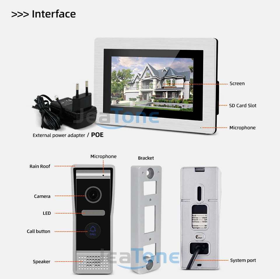 Wi Fi Tuya IP 7 ''сенсорный экран видео домофон для виллы с 2 дверными звонками +