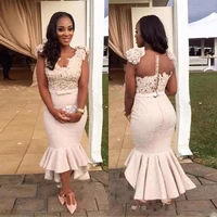 mermaid lace appliques bridesmaid dresses african formal party dress for wedding high low maid of honor gowns