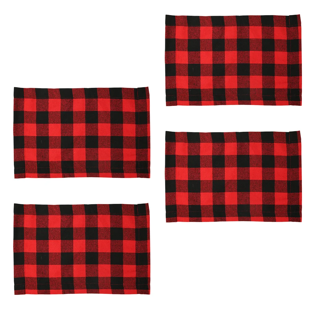 

4pcs Home Table Cushion Plaid Table Mat Placemat Decor Unique Decor Table Pad