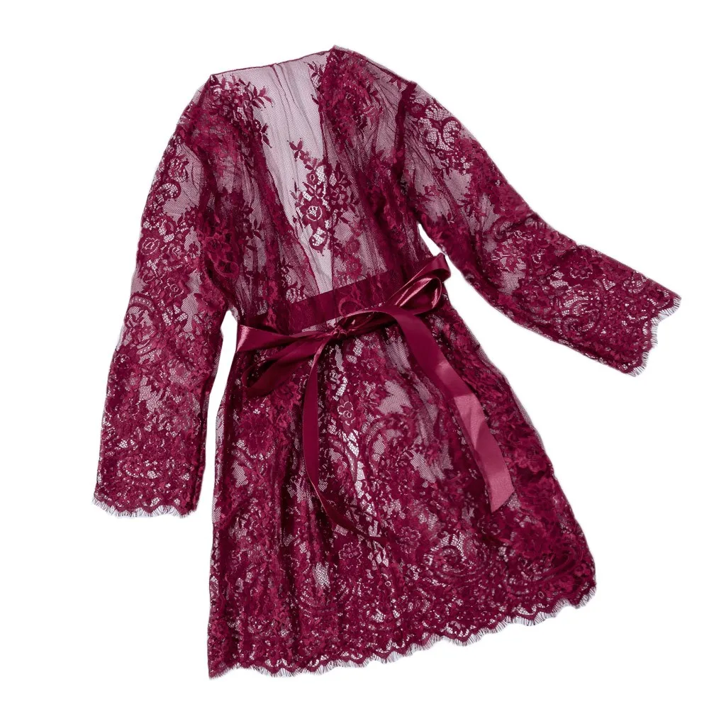 Атласная шелковая женская пижама кардиган ночная рубашка сексуальный кружевной