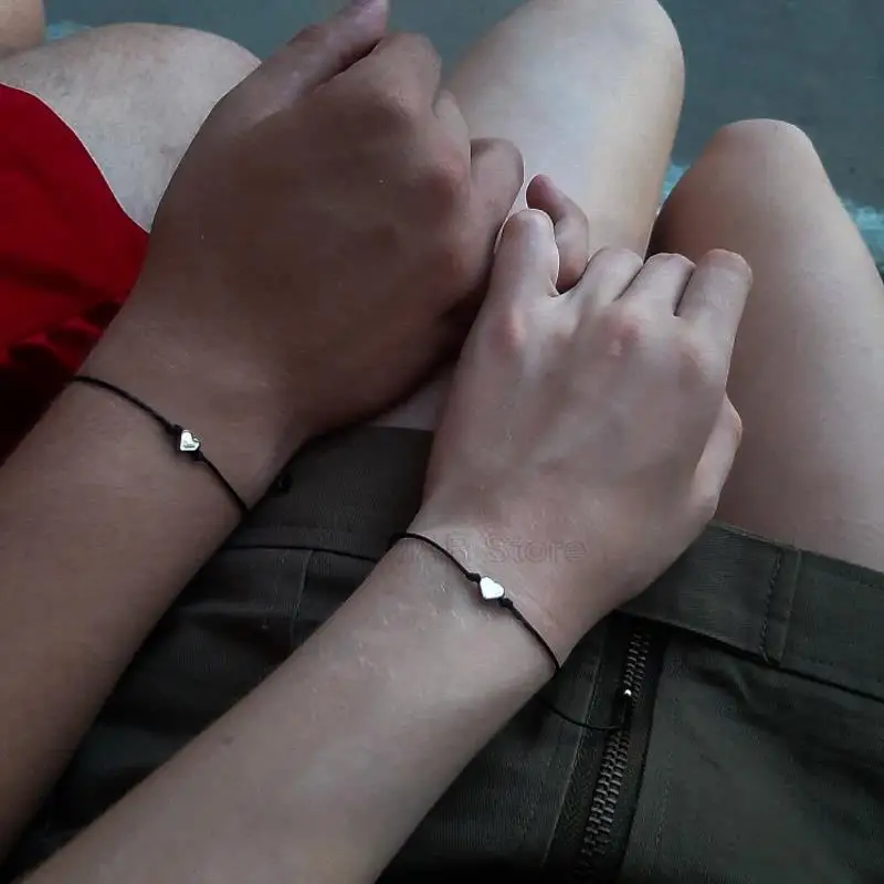 2 шт./компл. браслеты с подвесками в виде крошечного сердца для пары красные