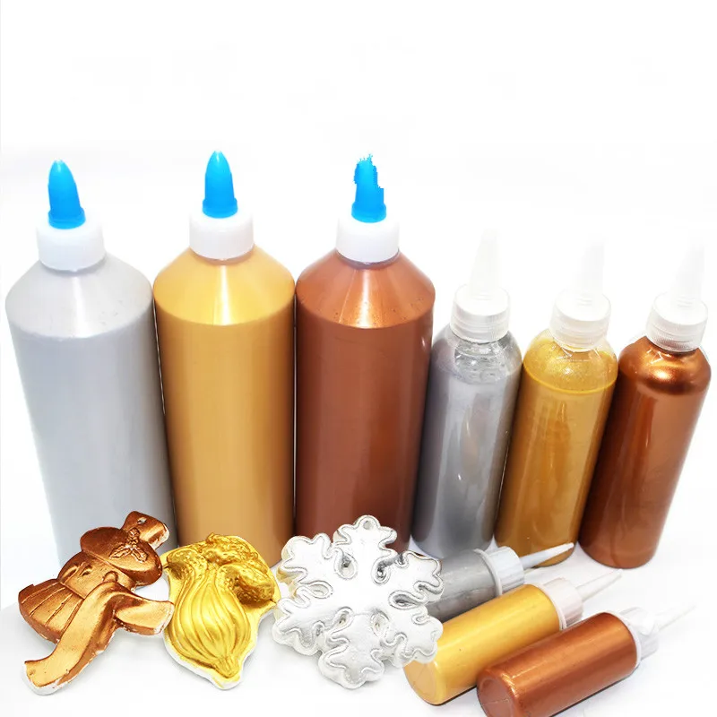 500ml bottle of metallic acrylic paint gold silver bronze Buddha graffiti diy wall painting waterproof can not afford | Дом и сад