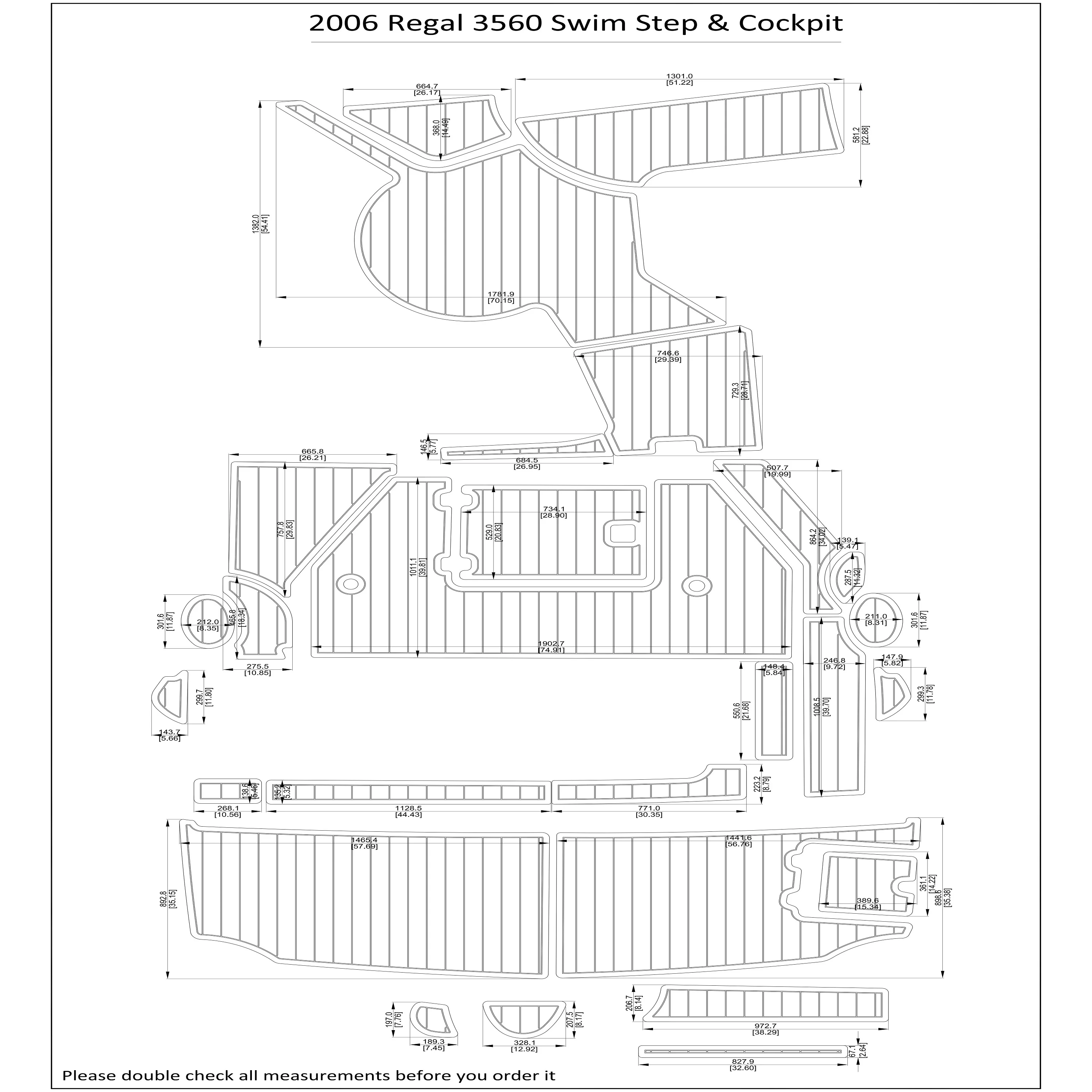 

2006 Regal 3560 Swim Step Cockpit Boat EVA Faux Foam Teak Deck Floor Pad