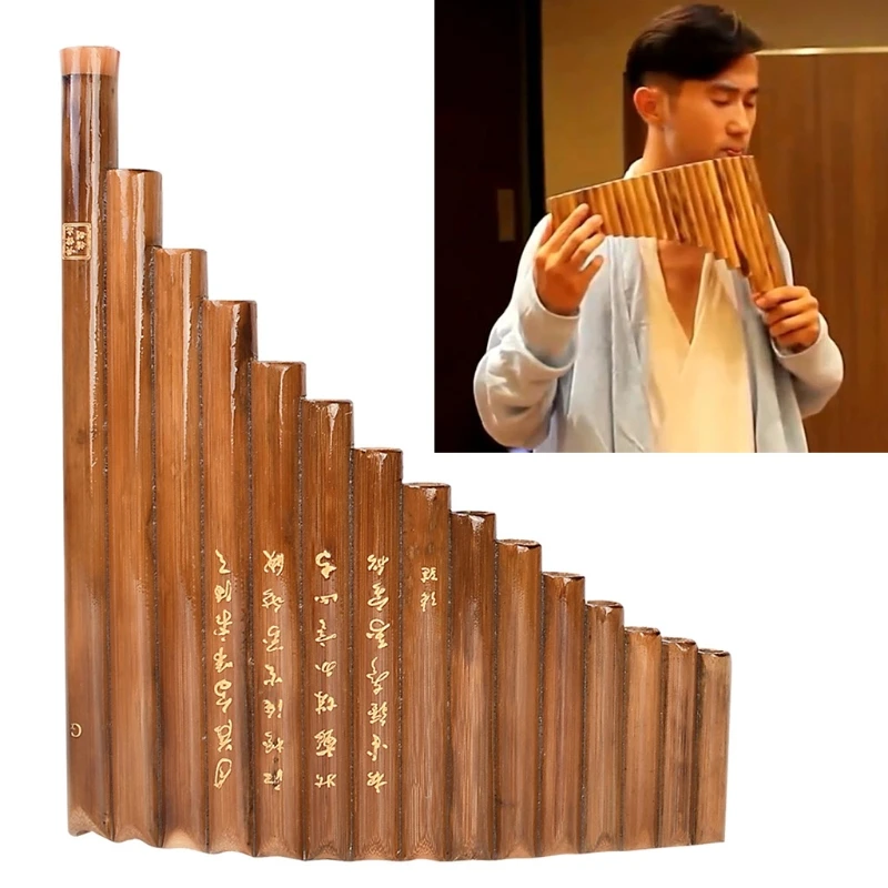 

Handmade Pan Flute 15 Natural Bamboo Pipes Wind Instrument Slippers G Wrench Flute Pan Flute Folk Musical Instrument TOP