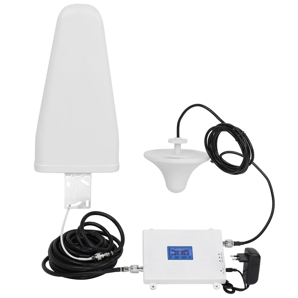 

110-220V Tri Band Amplifier 900 1800 2100 GSM DCS WCDMA 2G/3G/4G LTE Universal Signal Booster Intelligent Repeater Kit
