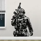 Крутой военный оружие солдата воин стикер стены винил домашний декор Детская комната мальчиков подростков настенный постер в спальню Съемный росписи 4217