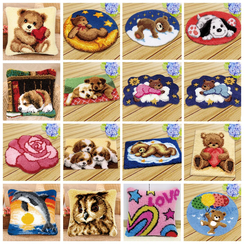 

Animal Latch Hook Smyrna Smyrna Button Package Knoop Kussen Coussin Crochet Loquet Latch Hook Kit Knooppakket Tapijt Kussen Hake