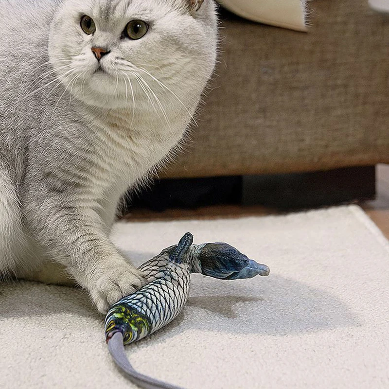 

Pet Funny Cat Pneumatic Toys Pet Vibrate Catnip Toys Creative Simulation Swing Fish Toy Funny Stick Beating Pet Toy L9