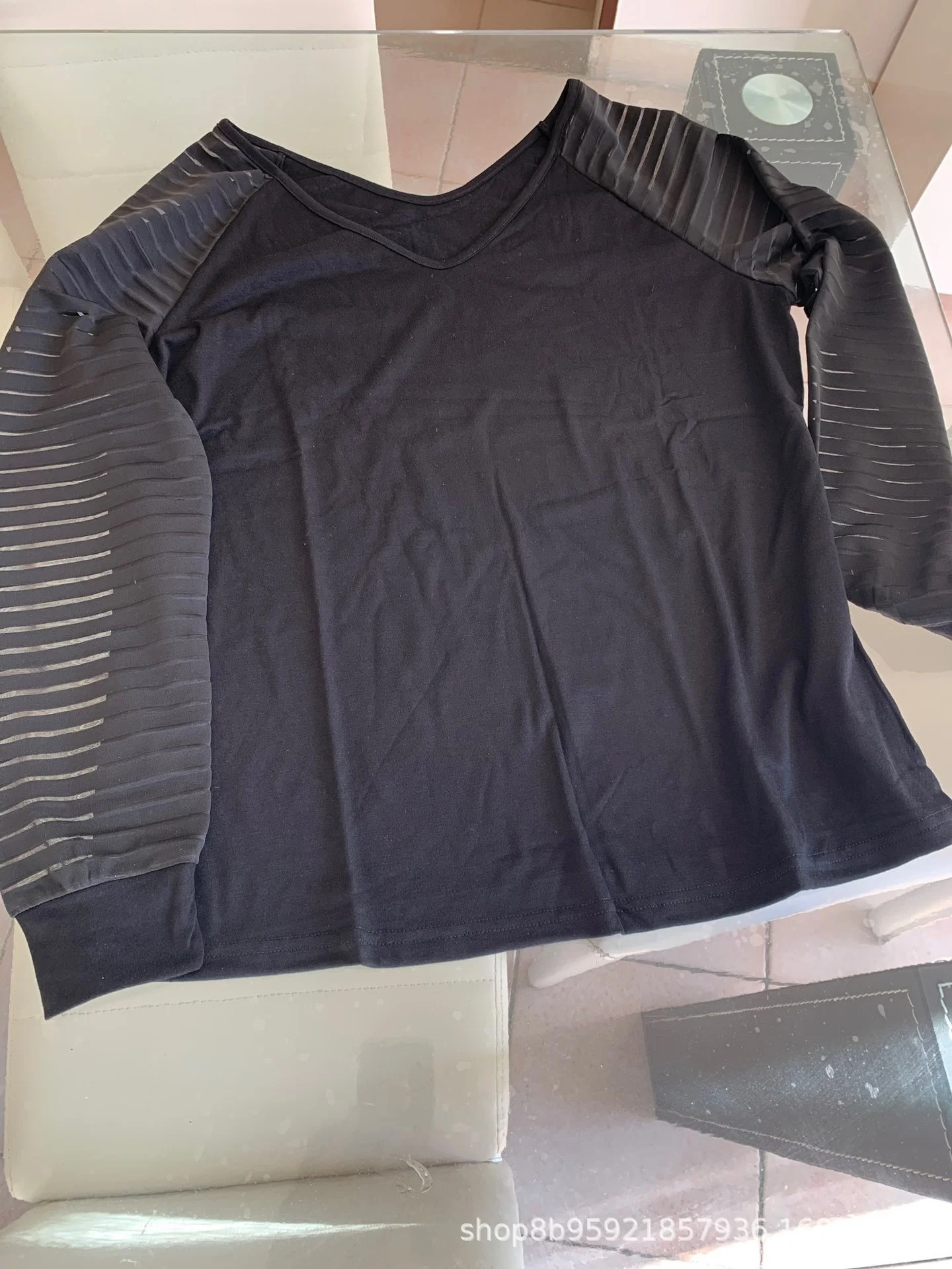 

New Autumn Woman Tshirts Large Size Solid Color V-Neck Hollow Stripes Long Sleeve Loose Aesthetic Women's Fall Clothing 2021