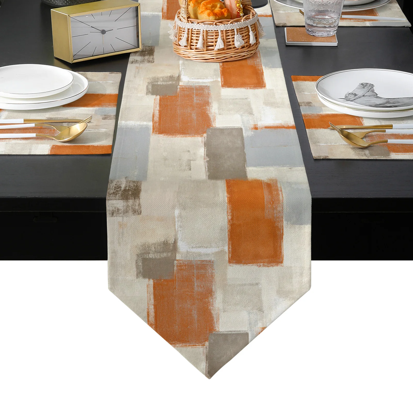 Оранжевый граффити абстрактная настольная дорожка и подстилка набор настольных