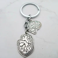 new alloys brains hearts keychains antique silver jewelry car pockets gift pendants fashion keychains doctor holiday gi