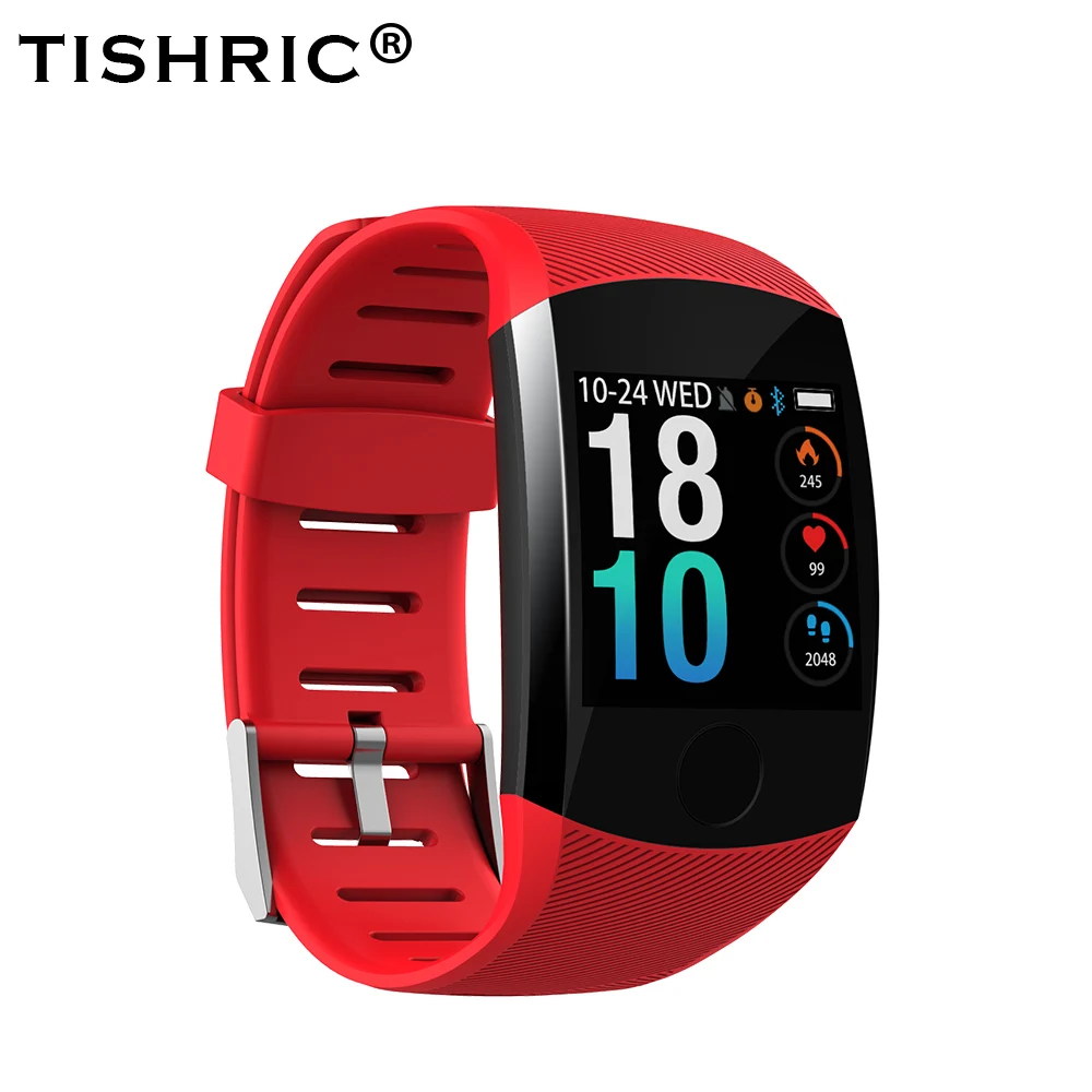 Red TISHRIC Q11 Смарт-часы спортивные фитнес-браслет с Bluetooth Android водонепроницаемый Whatsapp Smartwatch монитор сердечного ритма большой экран - Цвет: Red